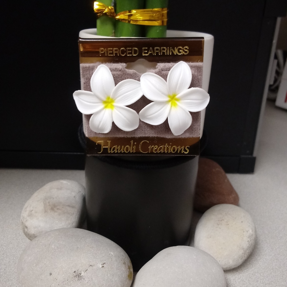 Hawaiian flower earrings.